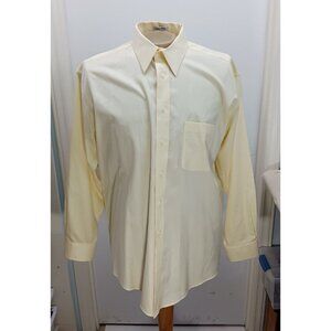 Joseph & Feiss Men's Dress Shirt 17/35 Yellow Non-Iron 100% Cotton Pocket GUC